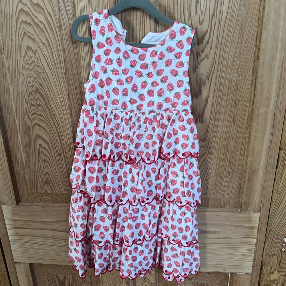 Mini Boden Strawberry Patterned Dress - Red and White